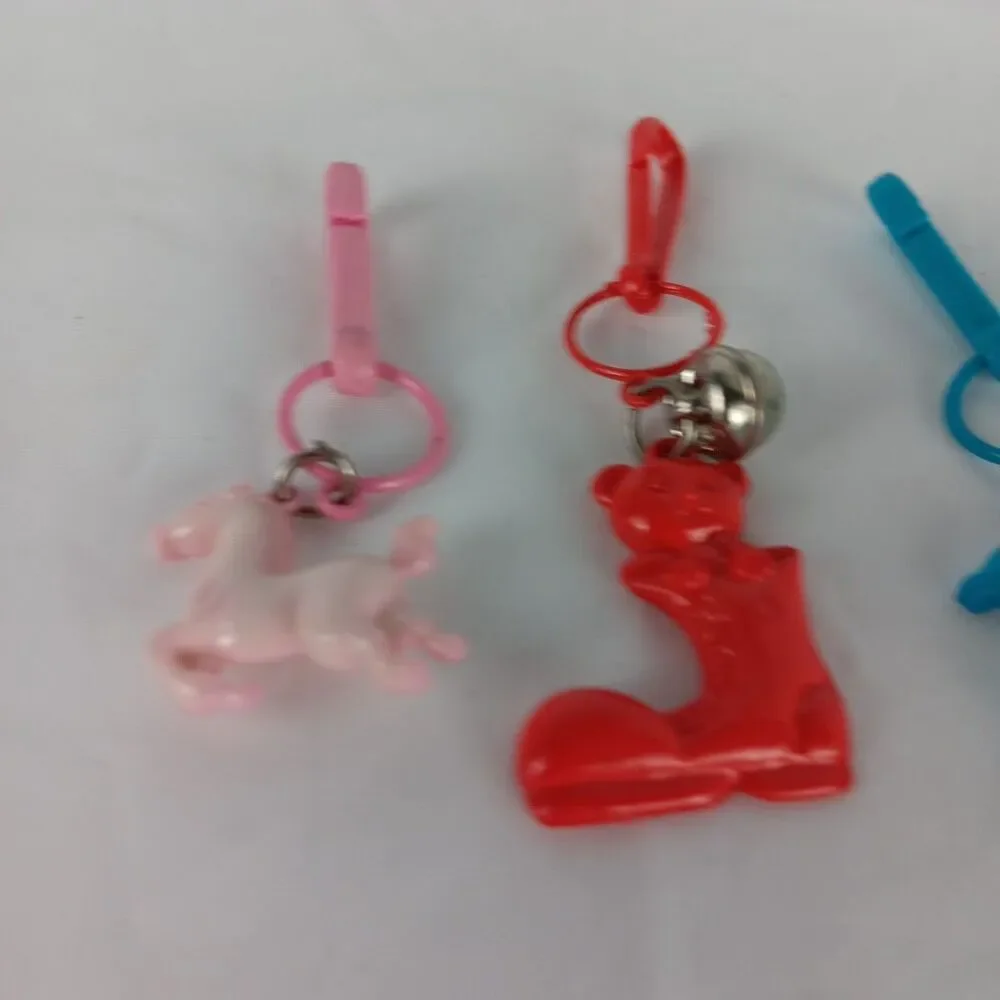 80s Bell Charms Stallions Teddy in a Boot Red Pink Teal Lot Loose Played W/ Toys